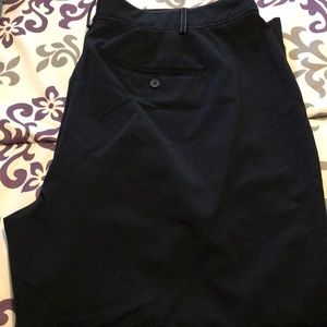 Black business pants with white stitching